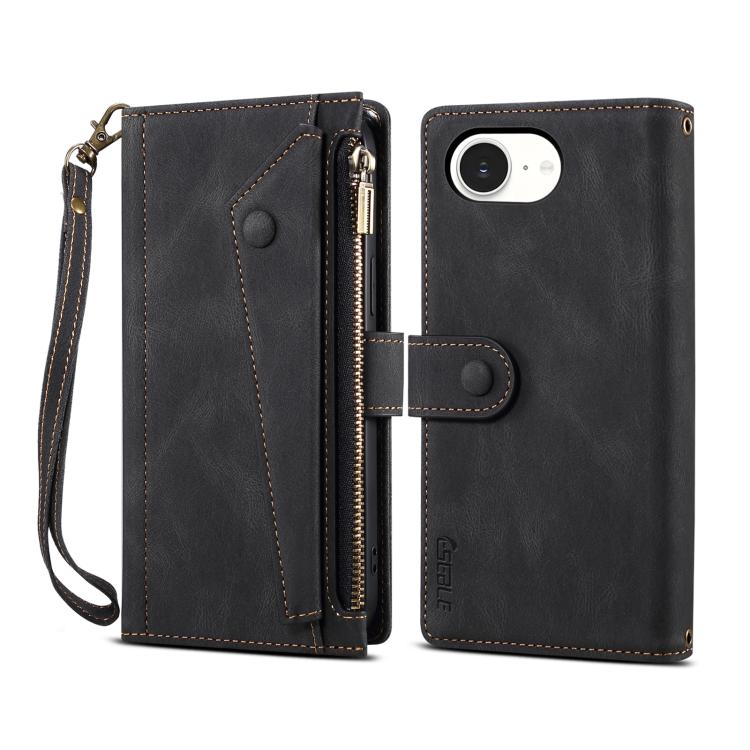 For iPhone 16e ESEBLE Retro Frosted RFID Flip Leather Phone Case(Black)