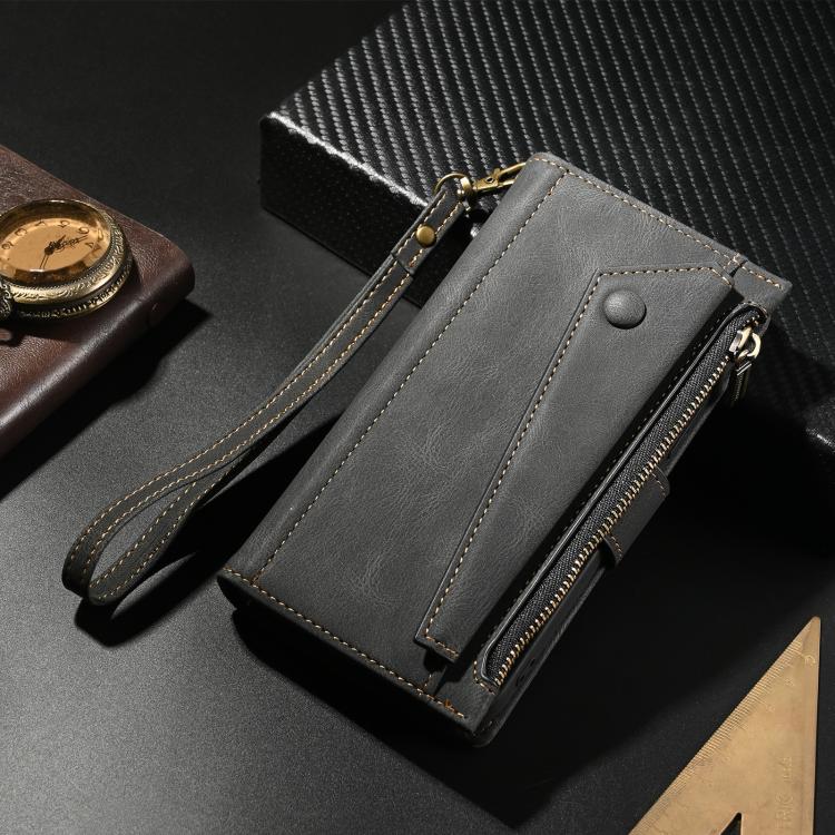 For iPhone 16e ESEBLE Retro Frosted RFID Flip Leather Phone Case(Black)