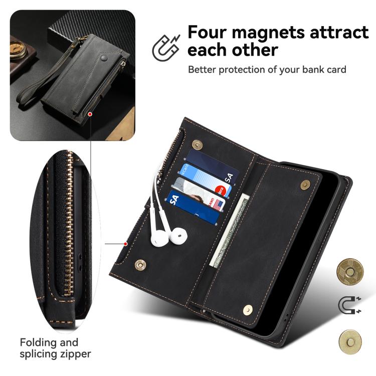 For iPhone 16e ESEBLE Retro Frosted RFID Flip Leather Phone Case(Black)