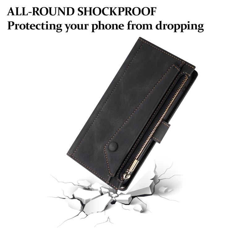 For iPhone 16e ESEBLE Retro Frosted RFID Flip Leather Phone Case(Black)