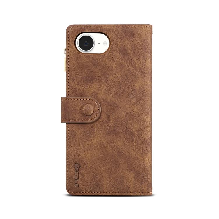 For iPhone 16e ESEBLE Retro Frosted RFID Flip Leather Phone Case(Brown)