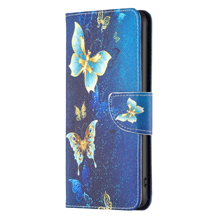 For Samsung Galaxy A25 5G Colored Drawing Pattern Leather Phone Case(Gold Butterfly)