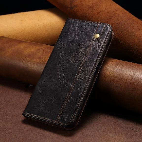 For iPhone 16e Oil Wax Crazy Horse Texture Leather Phone Case(Black)