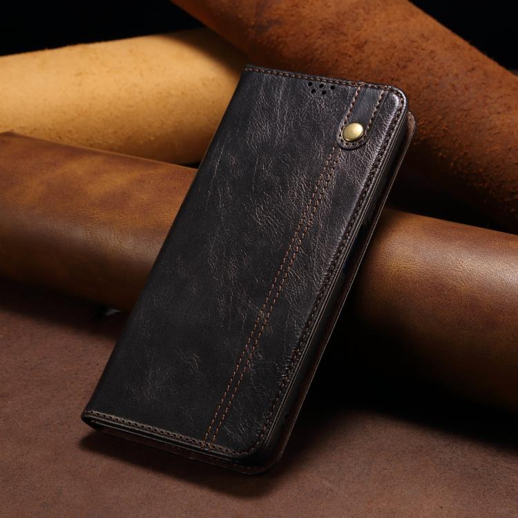 For iPhone 16e Oil Wax Crazy Horse Texture Leather Phone Case(Black)