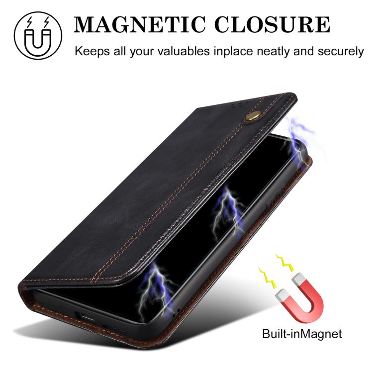 For iPhone 16e Oil Wax Crazy Horse Texture Leather Phone Case(Black)