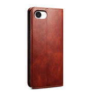 For iPhone 16e Oil Wax Crazy Horse Texture Leather Phone Case(Brown)