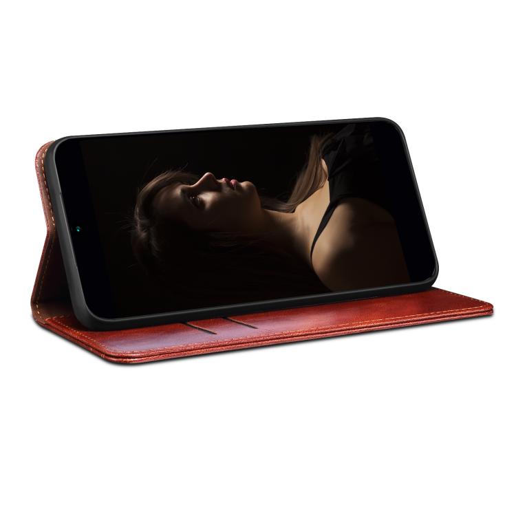 For iPhone 16e Oil Wax Crazy Horse Texture Leather Phone Case(Brown)