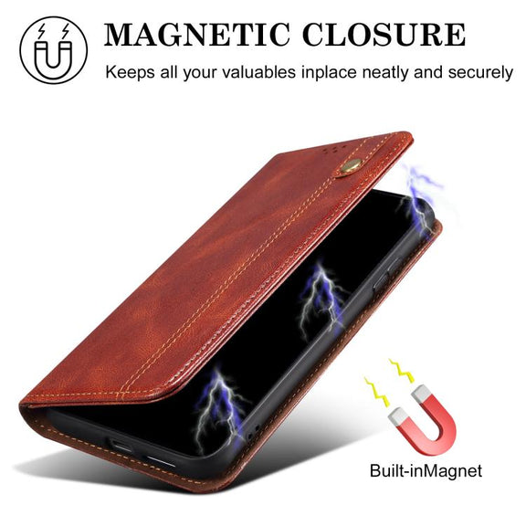 For iPhone 16e Oil Wax Crazy Horse Texture Leather Phone Case(Brown)