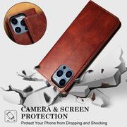 For iPhone 16e Oil Wax Crazy Horse Texture Leather Phone Case(Brown)