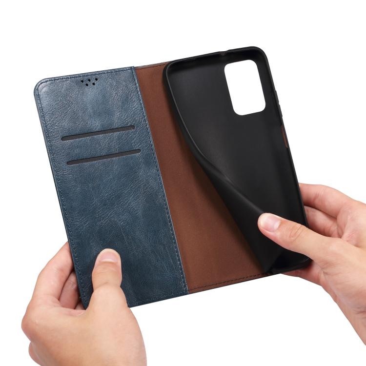For iPhone 16e Oil Wax Crazy Horse Texture Leather Phone Case(Blue)