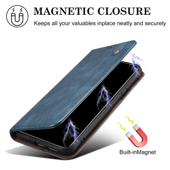 For iPhone 16e Oil Wax Crazy Horse Texture Leather Phone Case(Blue)