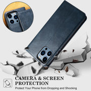For iPhone 16e Oil Wax Crazy Horse Texture Leather Phone Case(Blue)