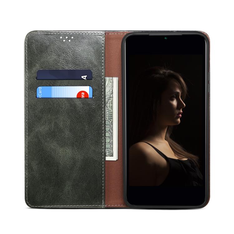 For iPhone 16e Oil Wax Crazy Horse Texture Leather Phone Case(Green)