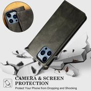 For iPhone 16e Oil Wax Crazy Horse Texture Leather Phone Case(Green)