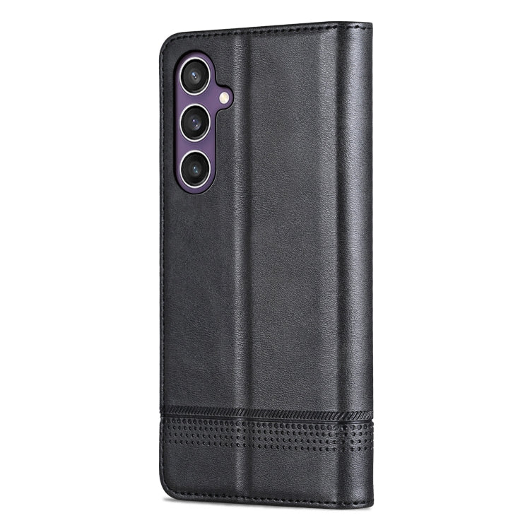 For Samsung Galaxy S24 5G AZNS Magnetic Calf Texture Flip Leather Phone Case(Black)