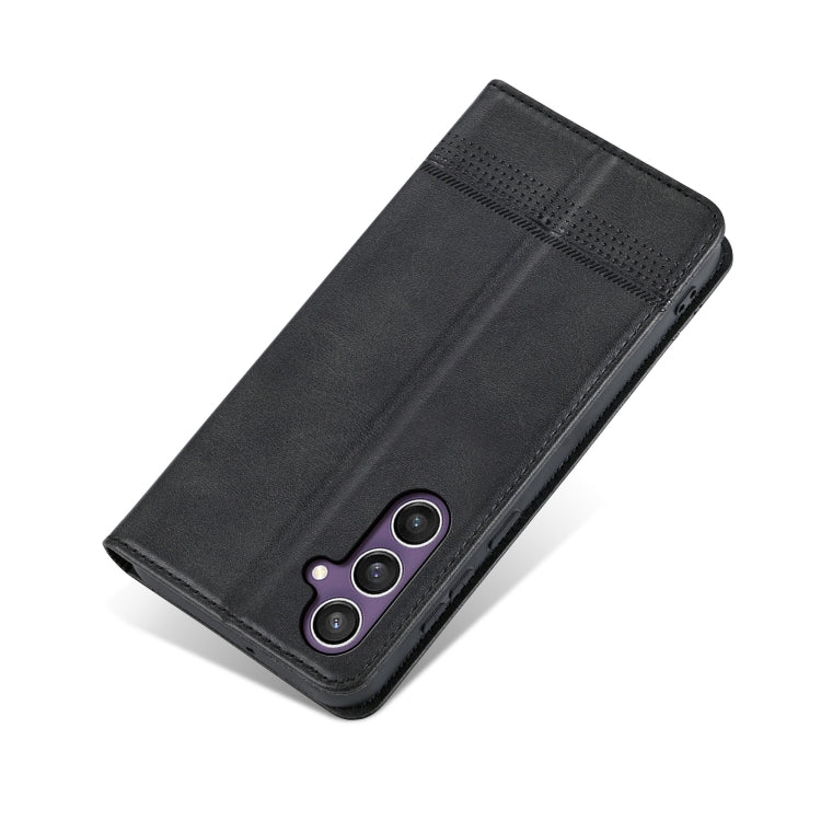 For Samsung Galaxy S24 5G AZNS Magnetic Calf Texture Flip Leather Phone Case(Black)