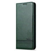For Samsung Galaxy S24 5G AZNS Magnetic Calf Texture Flip Leather Phone Case(Dark Green)
