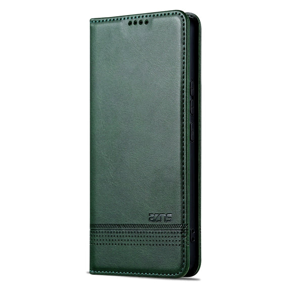 For Samsung Galaxy S24 5G AZNS Magnetic Calf Texture Flip Leather Phone Case(Dark Green)