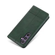 For Samsung Galaxy S24 5G AZNS Magnetic Calf Texture Flip Leather Phone Case(Dark Green)