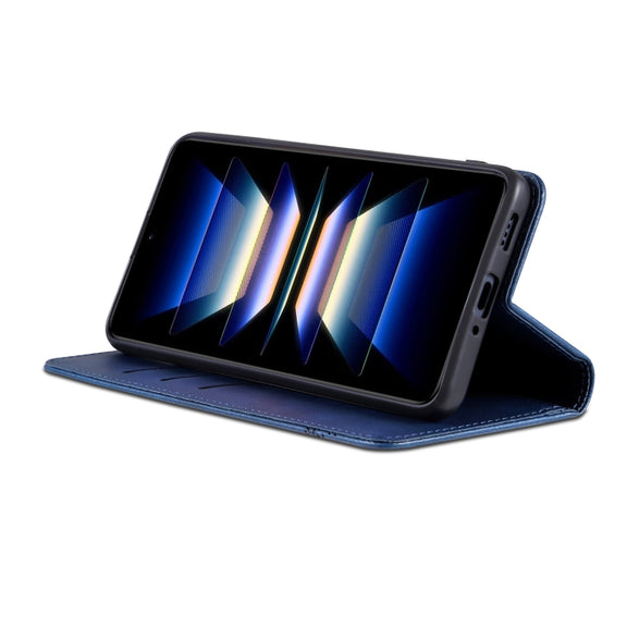 For Samsung Galaxy S24 5G AZNS Magnetic Calf Texture Flip Leather Phone Case(Dark Blue)