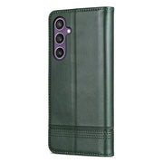For Samsung Galaxy S24+ 5G AZNS Magnetic Calf Texture Flip Leather Phone Case(Dark Green)