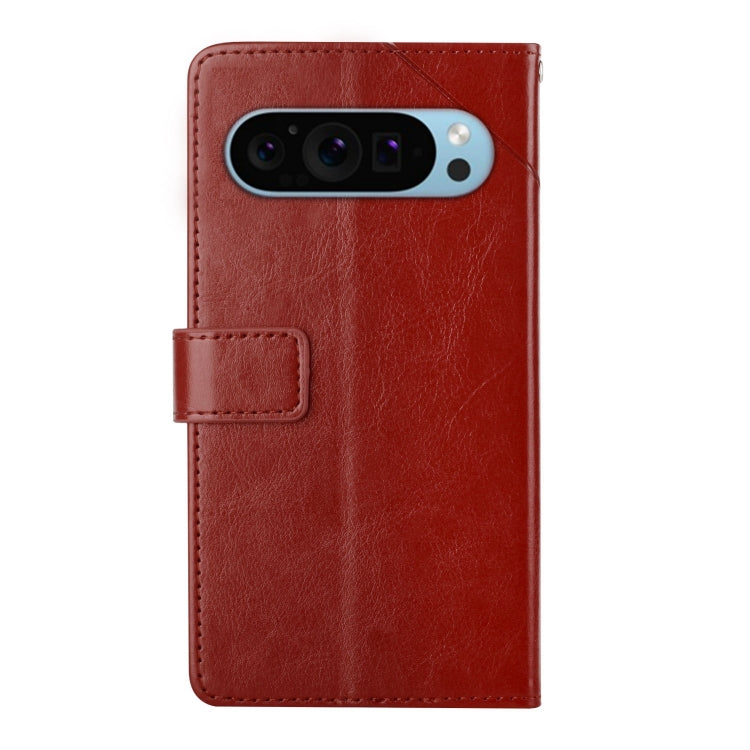 For Google Pixel 9 Y-shaped Pattern Flip Leather Phone Case(Brown)