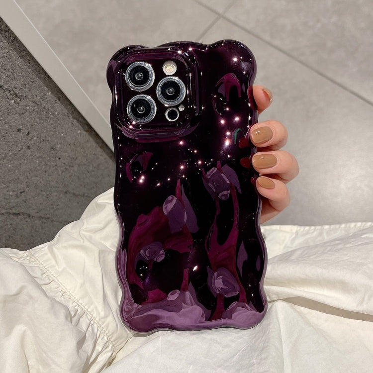 For iPhone 15 Pro Wave Bubbles TPU Phone Case(Painted Purple)