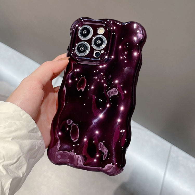 For iPhone 15 Pro Wave Bubbles TPU Phone Case(Painted Purple)