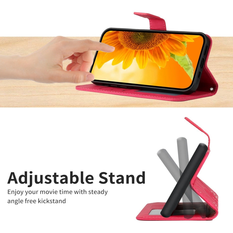 For Google Pixel 9 Pro Skin Feel Sun Flower Embossed Flip Leather Phone Case with Lanyard(Rose Red)
