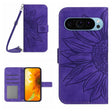 For Google Pixel 9 Pro Skin Feel Sun Flower Embossed Flip Leather Phone Case with Lanyard(Dark Purple) - Google Cases by PMC TechLife | Online Shopping South Africa | PMC TechLife | Buy Now Pay Later Mobicred
