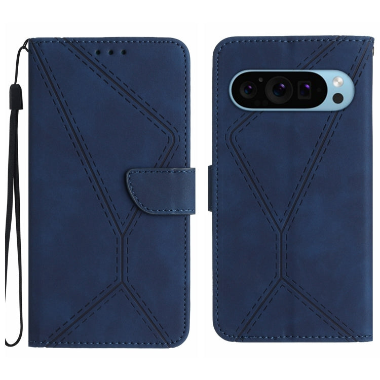 For Google Pixel 9 Stitching Embossed Leather Phone Case(Blue)