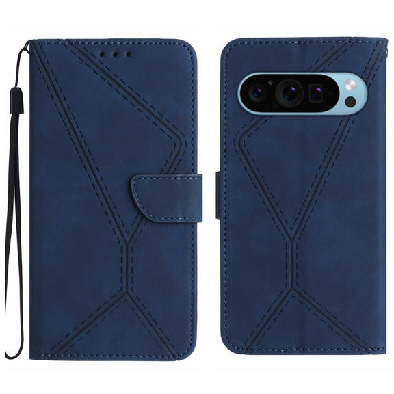 For Google Pixel 9 Stitching Embossed Leather Phone Case(Blue)