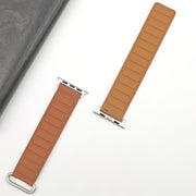 For Apple Watch Series 6 40mm Reverse Buckle Magnetic Silicone Watch Band(Silver Buckle Brown)