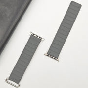 For Apple Watch Series 4 44mm Reverse Buckle Magnetic Silicone Watch Band(Silver Buckle Grey Brown)