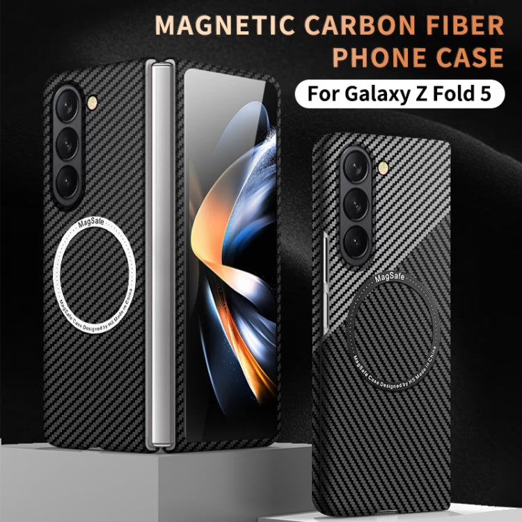 For Samsung Galaxy Z Fold5 Carbon Fiber Texture MagSafe Magnetic Phone Case(Blue Purple)