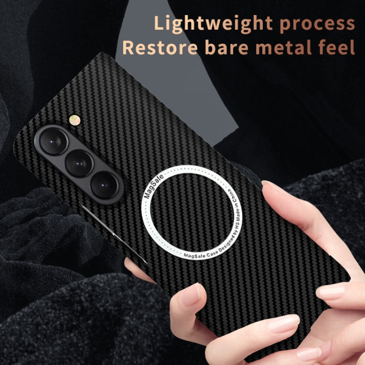 For Samsung Galaxy Z Fold5 Carbon Fiber Texture MagSafe Magnetic Phone Case(Blue Purple)