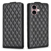 For iPhone 16 Plus Diamond Lattice Vertical Flip Leather Phone Case(Black)