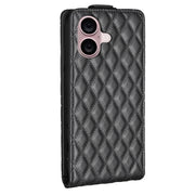 For iPhone 16 Plus Diamond Lattice Vertical Flip Leather Phone Case(Black)
