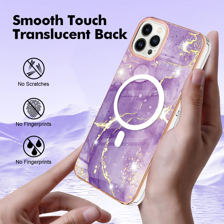 For iPhone 13 Pro Marble Pattern Dual-side IMD Magsafe TPU Phone Case(Purple 002)