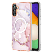 For Samsung Galaxy A34 5G Marble Pattern Dual-side IMD Magsafe TPU Phone Case(Rose Gold 005)
