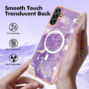 For Samsung Galaxy A54 5G Marble Pattern Dual-side IMD Magsafe TPU Phone Case(Purple 002)