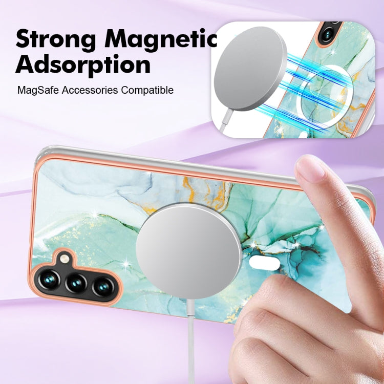 For Samsung Galaxy A54 5G Marble Pattern Dual-side IMD Magsafe TPU Phone Case(Green 003)