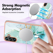 For Samsung Galaxy A54 5G Marble Pattern Dual-side IMD Magsafe TPU Phone Case(Green 003)