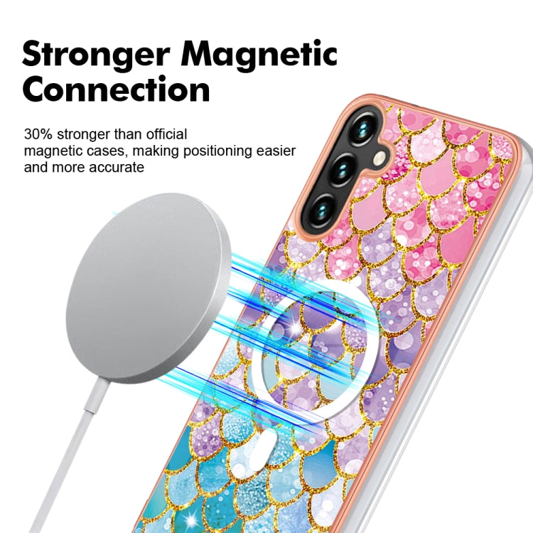 For Samsung Galaxy A54 5G Marble Pattern Dual-side IMD Magsafe TPU Phone Case(Colorful Scales)