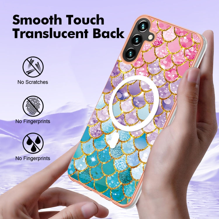 For Samsung Galaxy A54 5G Marble Pattern Dual-side IMD Magsafe TPU Phone Case(Colorful Scales)