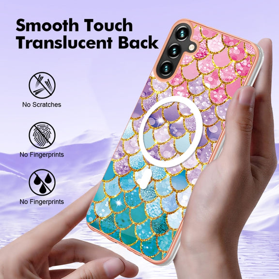 For Samsung Galaxy A54 5G Marble Pattern Dual-side IMD Magsafe TPU Phone Case(Colorful Scales)