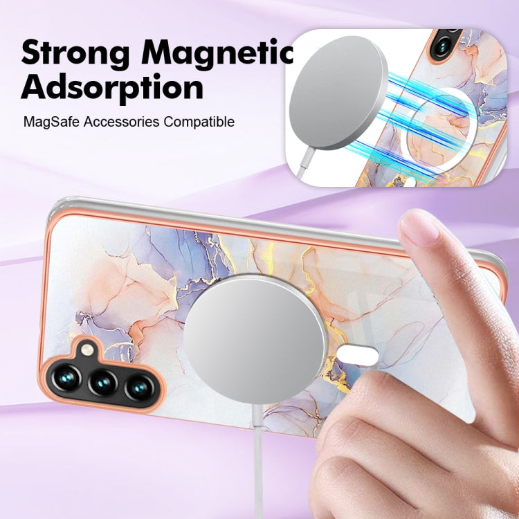For Samsung Galaxy A54 5G Marble Pattern Dual-side IMD Magsafe TPU Phone Case(White Marble)