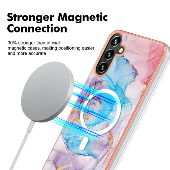 For Samsung Galaxy A54 5G Marble Pattern Dual-side IMD Magsafe TPU Phone Case(Blue Marble)