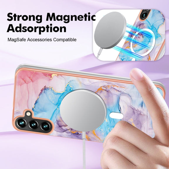 For Samsung Galaxy A54 5G Marble Pattern Dual-side IMD Magsafe TPU Phone Case(Blue Marble)