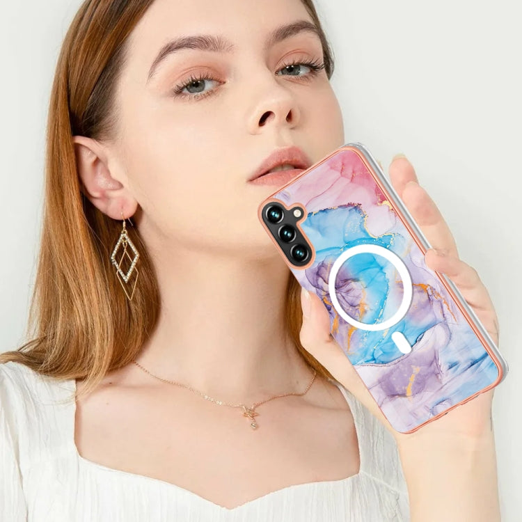 For Samsung Galaxy A54 5G Marble Pattern Dual-side IMD Magsafe TPU Phone Case(Blue Marble)